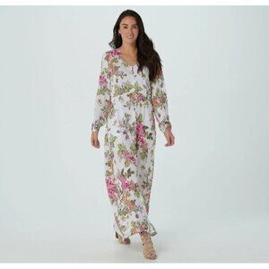 Laurie Felt Regular Long Sleeve Maxi Dress-Pink Floral-Reg 4 A377562